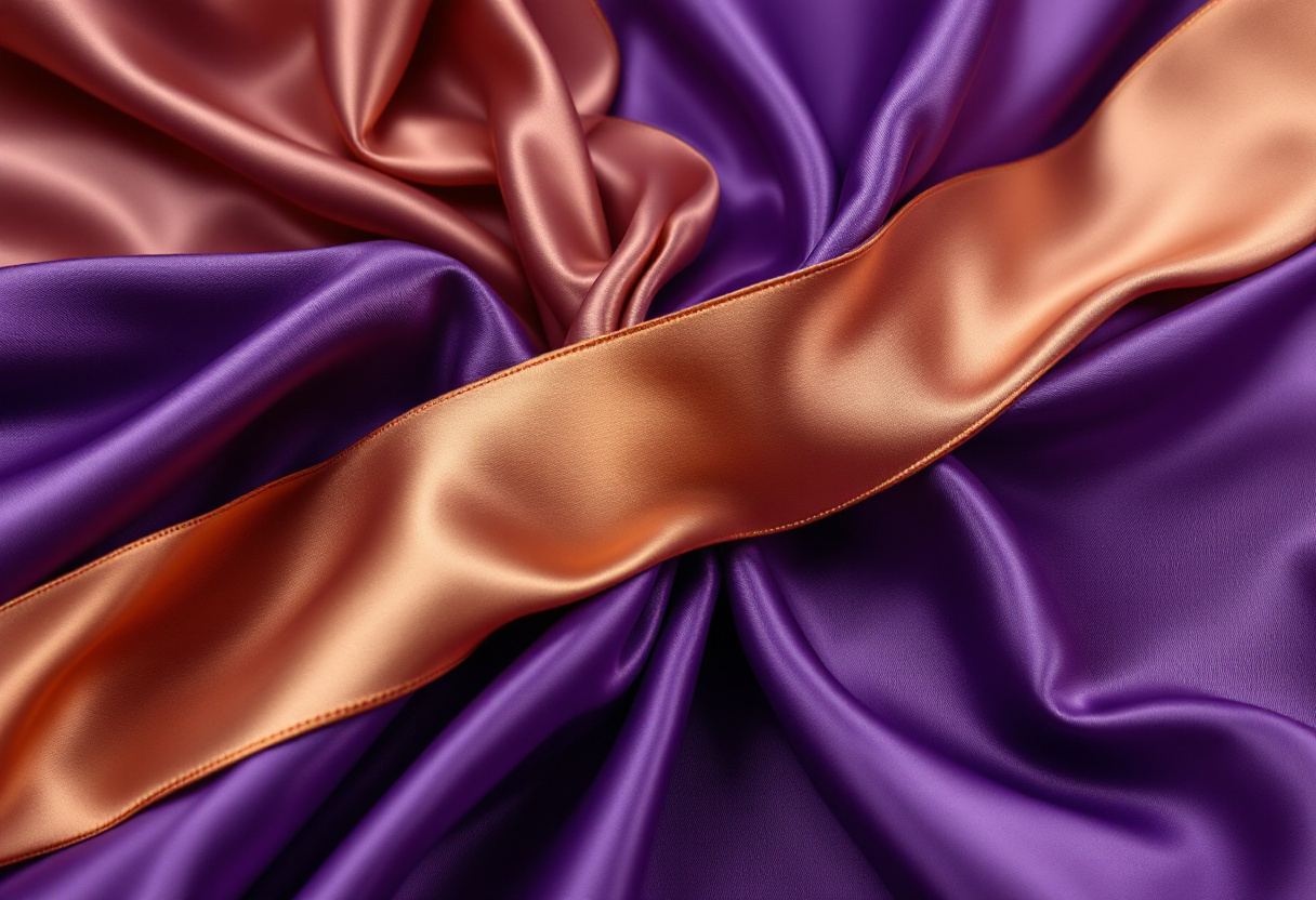 Silk in sculptural folds with one gold band.