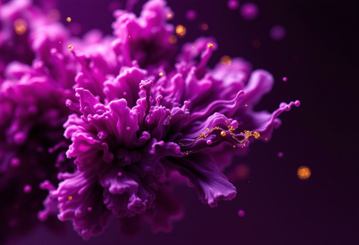 Saturated colour blooming in clear liquid.