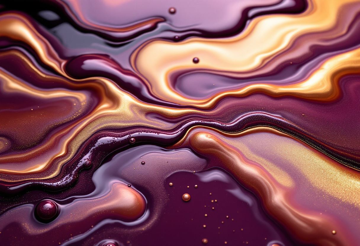 Layered gloss pours settling at different depths.
